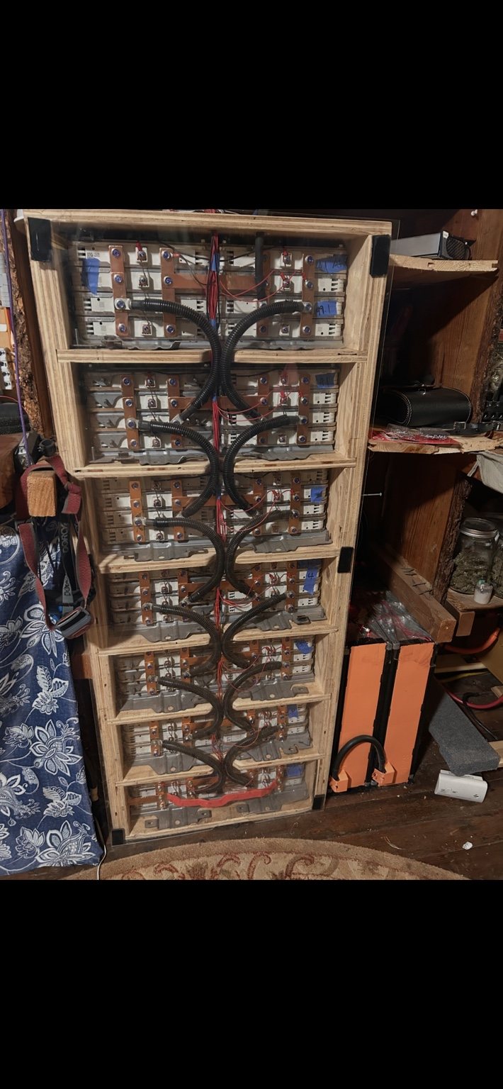 Custom lithium battery bank with CATL cells and copper bus bars
